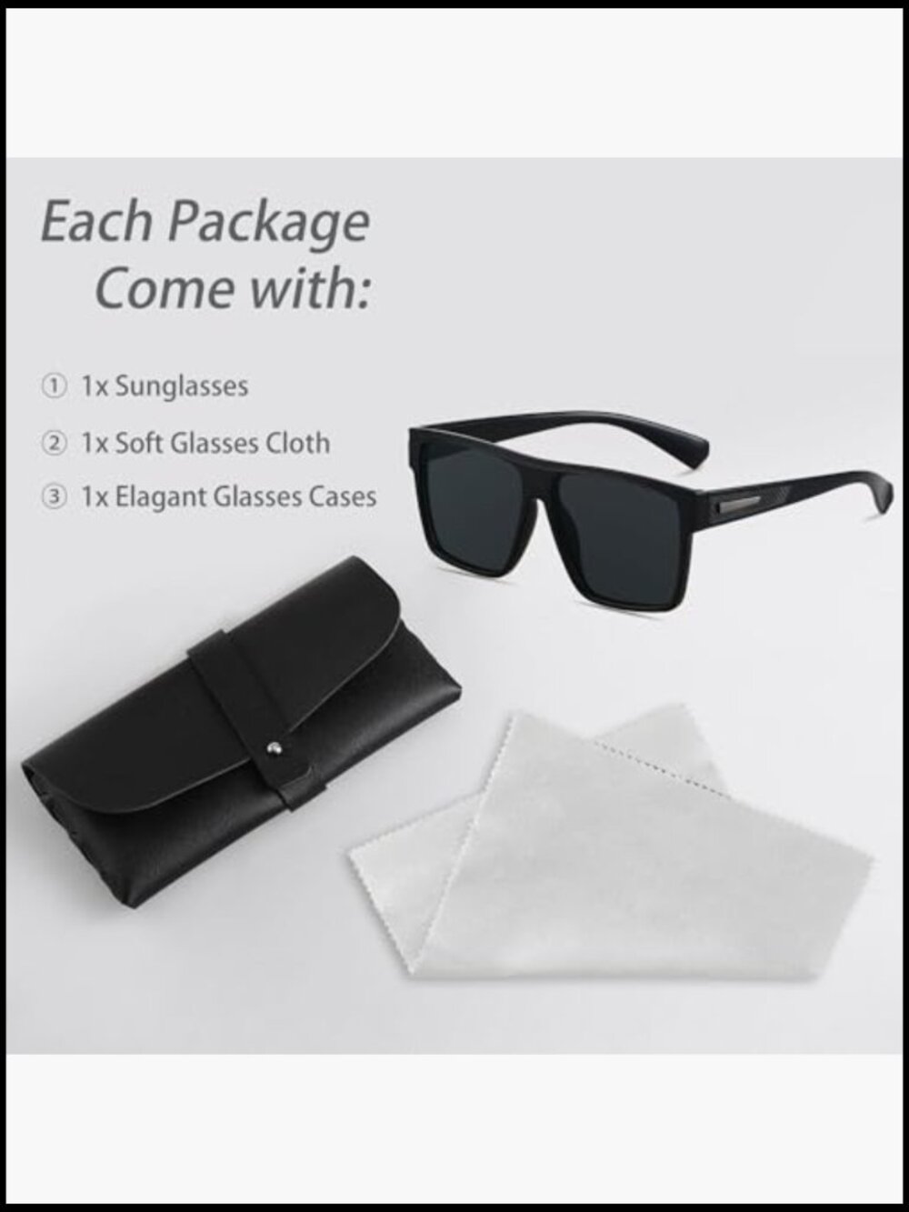 Square Polarized Sunglasses UV Protection Oversized Flat Top Fashion Driving - Picture 4 of 6